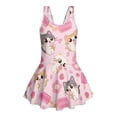 thumbnail image 4 of COEQINE Girls One Piece Bathing Suit with Skirt, Scoop Neck Sleeveless Wide Straps Swimwear, Polyester Spandex Swimsuit for Kids 12-13 Years, Machine Washable Cute Cat Ice Cream Pink, 4 of 8