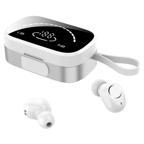 Auriculares inalámbricos Bluetooth 5.1 TWS intraaurales con conmutación maestro-esclavo y pantalla LED K2s blanco