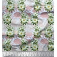 thumbnail image 1 of Soimoi Satin Silk Fabric Leaves & Magnolia Floral Printed Craft Fabric by The Yard 42 Inch Wide, 1 of 3