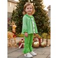 thumbnail image 5 of Cjfdfy Toddler Baby Girls Christmas Outfit Long Sleeve Plaid Tops With Bell Bottom 2 Piece Set Cute Santa Claus Christmas Tree Embroidery Christmas Fall Winter Clothes, 5 of 9