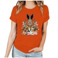 thumbnail image 2 of UPPADA Femmes Heureux Easter T-Shirt Bunny Lapin Graphique T-Shirt Manche Courte Drôle Lettres Imprimées Chemises Manche Courte Col Rond Tuniques Hauts Orange,P, 2 of 5