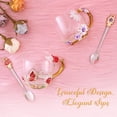 thumbnail image 4 of Juego de tazas de vidrio para té y café MNZZ con cuchara, elegante regalo, 4 of 6
