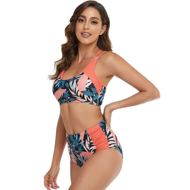 OAVQHLG3B Women 2 Piece Bathing Suit Flowers Swimsuits Floral Printed