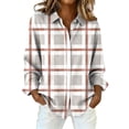 thumbnail image 2 of Long Sleeve Plaid Shirts for Women V Neck Street Office Daily Outfit Button Down Collared Casual Tops Rolled Up Boyfriend Top Business Dressy Top Loose Fit Blouses Plaid Tops for Women Oversized, 2 of 5