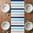 thumbnail image 6 of Blue Navy Striped Table Runner - 120 Inch Long, Kitchen Dining Table Runner Dresser Scarves, Simple Abstract Greyish Lines Art Farmhouse Decor for Coffee Tables Wedding Party Banquet, 6 of 8