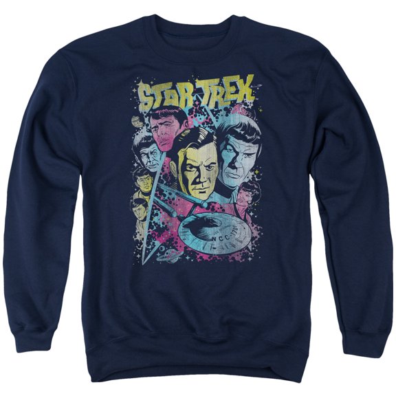 Star Trek Classic Crew Illustrated Adult Crewneck Sweatshirt Navy
