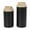 Black Wood Colorblock Solid Cylinder S/2 12", 10"H, variant on DecMode 12", 10"H Colorblock Black Wood Vase with Light Brown Wood Tops, Set of 2