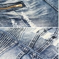thumbnail image 3 of Men's Muscle Fit Distressed Moto Quilt Zipper Super Skinny Stretch Denim Jeans (MTD-80-MB/SS-Medium Blue, 32x30), 3 of 3