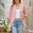 thumbnail image 5 of Oplxuo Womens Eyelets Shrugs Tops Casual Solid 3/4 Sleeve Bolero Elegant Crop Cardigan Coverup Shirts Blouse, 5 of 7