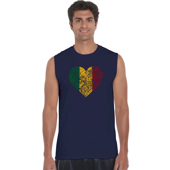 LA Pop Art Men's Word Art Sleeveless T-shirt - One Love Heart