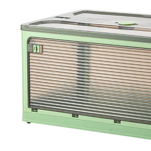 Clothes Storage Box Clear Transparent 4 Way Opening Bottom Pulley Design Plastic PET Storage Container for Home Brown Green Medium 47.5x35.5x24