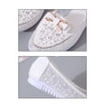 thumbnail image 4 of Lovskoo 2024 Women's Slip On Flats Sandals Closed Toe Bow Knot Four Seasons Sandals Rhinestone Mesh Pearl Loafers White, 4 of 8