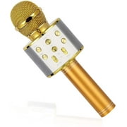 Wireless karaoke microphone, handheld Bluetooth karaoke machine microphone speaker, for iPhone/iPad/Android, PC and smartphone-Gold