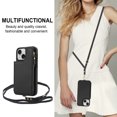 thumbnail image 3 of Wallet Case for Apple iPhone 14, with Crossbody Shoulder Strap & Hand Wrist Cards Holder Zipper Pocket Stand Feature Full Protective Shockpoof Phone Case for iPhone 14, Black, 3 of 8