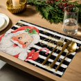thumbnail image 4 of Christmas Placemats Set of 4, Santa Claus Place Mats Gold Snowflake Black Stripes Placemat Table Decoration for Kitchen Table Dinner Xmas Holiday Party Home Decor Indoor Outdoor 13x19 Inch, 4 of 9
