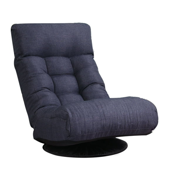 Swivel Floor Chair with Footrest,Floor Sofa Single Sofa Chair with Adjustable Backrest,Japanese Chair Lazy Sofa Tatami Balcony Reclining Chair Leisure Reading Chair for Living Room Bedroom,Navy