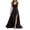 Black 15, variant on Solid V Neck Bow Strap Sleeveless Maxi Dress, Wrap Ruched Bodice High Waist High Side Slit Flowy Chiffon Evening Wedding Gown Summer Dress