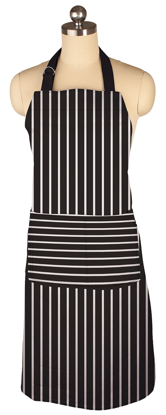 MU Kitchen Pinstripe Chef Apron Black : 20x20 Inch Polyester, Machine Washable Cloth Napkins