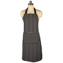 MU Kitchen Adjustable Cotton Pinstripe Apron, 35-Inches, Onyx