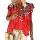 thumbnail image 3 of Guardurnaity Camisa de manga corta con cuello en V y estampado bohemio para mujer Prendas para la parte del cuerpo Rojo 3XL Guardurnaity AP002040-30, 3 of 4