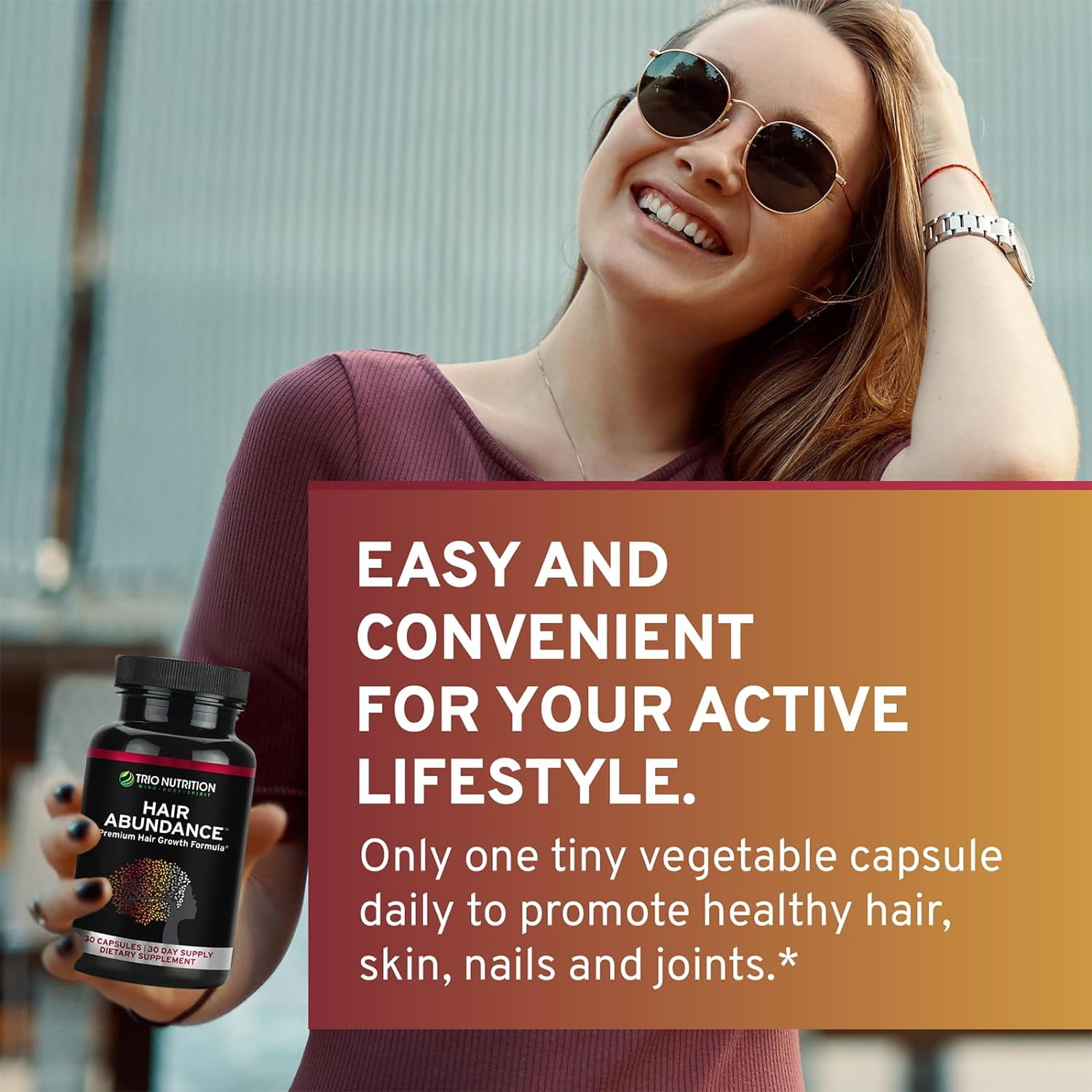 TRIO NUTRITION Biotin Hair Abundance | Hair Growth Vitamins for Hair, Skin & Nails | Biotin 10000mcg | Boosted with Collagen for Women & Men |Powerful Zinc & Selenium | Hair supplement*