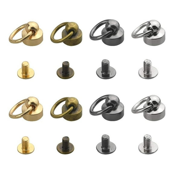 SUTENG 40PCS 4 Colors 8mm Round Head Rivets Leather Craft Rivets with Pull Ring Buckle Ring Assortment Kit Round Head Metal Rivets for Bag Purse Phone Case Purse Decoration