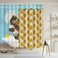 thumbnail image 3 of 4PCS Fishing Cat Shower Curtain Set, Funny Kitten Kitty Boat Tropical Fish Marine Life Seaweed Coral Blue Ocean Sea Kids Bathroom Decor, Waterproof Fabric Shower Curtain, Non-Slip Bath Mat, 3 of 7