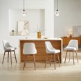 thumbnail image 4 of Classical White Fabric Swivel Counter Stools with Wood Legs, Set of 2, Barstools in Dining Room, 4 of 9