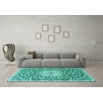 thumbnail image 3 of Ahgly Company Machine Washable Indoor Square Medallion Turquoise Blue Traditional Area Rugs, 5' Square, 3 of 4