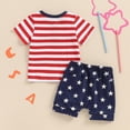 thumbnail image 6 of Douhoow Baby Boys 4th of July Outfit Short Sleeve Striped Tops Elastic Waist Star Print Shorts Toddler Independence Day Outfits, 6 of 9