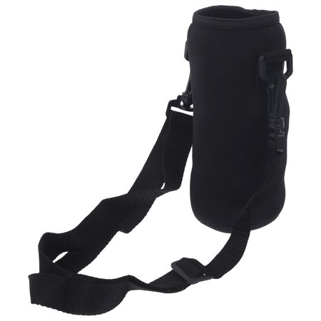 DEEPCRAFF Neoprene Water Bottle Holder Black Insulated Carrier Bag with Sturdy Adjustable Strap