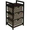 Three Drawer Hamper/Storage Unit-Fabric:Brown Polka Dot,Finish:Espresso