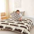 thumbnail image 4 of Castle Fairy Vintage Train Full Size Comforter Sets 3 Pieces for Collectors, Sepia Pattern Bedding Sets for Bedroom, Brown Beige,Grey Reversible, 4 of 6