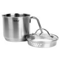 thumbnail image 1 of Cacerola de acero inoxidable de 1,5 cuartos con pico vertedor, cacerola con tapa de vidrio, 6 tazas de quemador con pico, para hervir salsa de leche, salsas y fideos, 1 of 1