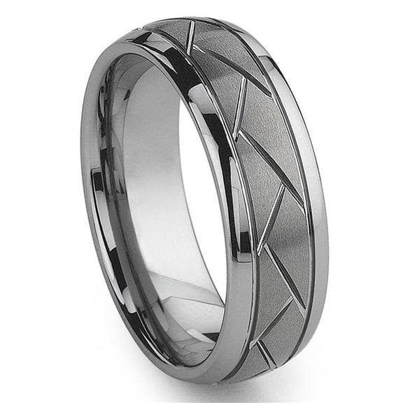 Titanium Kay Tungsten Carbide Diamond Cut Groove Newport Comfort Fit Mens Wedding Band Ring Sz 15.0