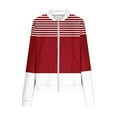 thumbnail image 5 of Uaswgudfs Women's Fall Winter Fashion Casual Striped Printed Waffle Knit Zip Up Long Sleeve Pocketed Jacket/Outerwear for Daily & Outdoor Styling Red M, 5 of 5