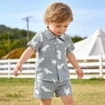thumbnail image 4 of Tiijoy Boys Summer Outfits Dinosaur Print Short Sleeve Linen Shirt Shorts Set, Sizes 6M-4T, 4 of 6