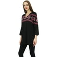 thumbnail image 1 of Bimba Women's Short Black Boho Tunic Embroidery Long Sleeve Top Casual Wear-4, 1 of 5