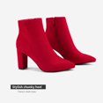 thumbnail image 3 of Botas DREAM PAIRS SIANNA-1 Rojas de Tacón Grueso y Tobilleras, 3 of 7