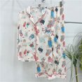 thumbnail image 1 of Pijama con estampado de caniche para mujer, conjunto de dos piezas de seda como un perro bonito, Tops de manga larga, pantalones largos, primavera y otoño, 32903, 1 of 4
