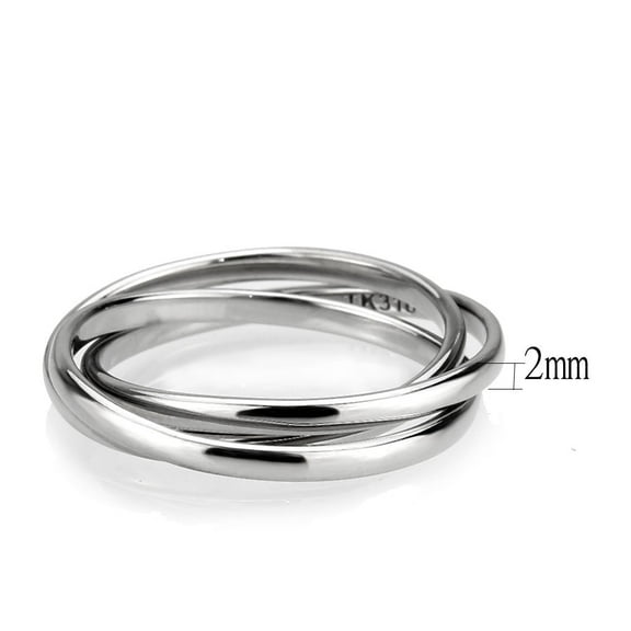 High polished Stainless Steel Interlocking Ring for Women Minimalist Theme No Stone Stone Color Style TK3743 Size 10