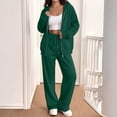 thumbnail image 6 of Women Zip Up Hooded Sweatsuit Set Oversized Full Zip Hoodie Wide Leg Sweatpants Casual Matching Outfit L, 6 of 7