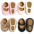 thumbnail image 5 of Baby Girl Mary Jane Flats Shoes Non Slip Soft Sole Infant Toddler First Walker Wedding Princess Dress Crib Shoes, 5 of 6