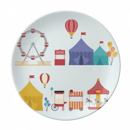 

Amusement Park Facilities Colourful Pattern Plate Decorative Porcelain Salver Tableware Dinner Dish