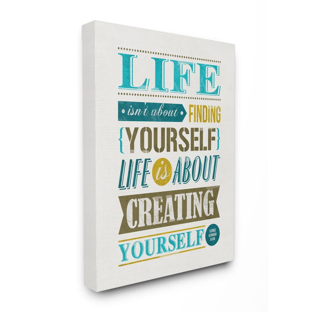 Stupell Industries Creating Yourself Inspirational Blue Yellow Word Design Canvas Wall Art by Ester Kay