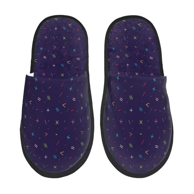 Balery Mathematical Symbols Pantuflas de Casa de Felpa Silenciosas con Diseño Estampado, Zapatillas Cómodas Antideslizantes de Algodón para Interior-Medium