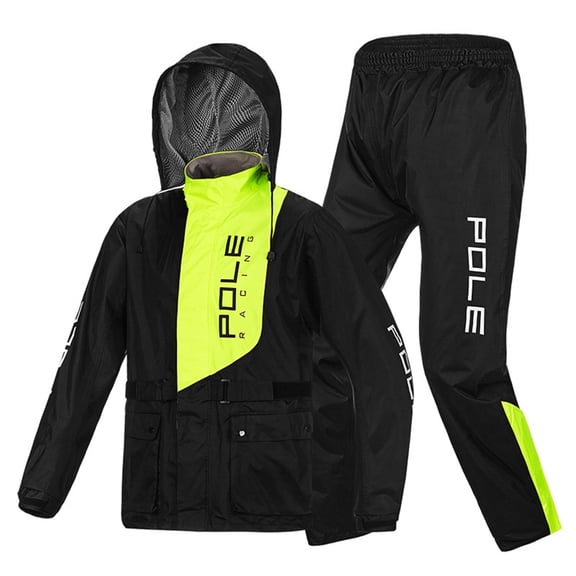 Cycle rain suit Men Breathable Rain Suit Jacket and Pants Set for Motorcycle Golfing Cycling Fishing Hiking Outdoor Activities Polyester Pongee PVC Material Black Green M L XL X