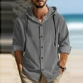 thumbnail image 2 of RYDCOT Men's Corduroy Shirt Jacket Quilted Lined Hoodies Winter Warm Cotton Coat Casual Button Down Jackets Gray, 2 of 9