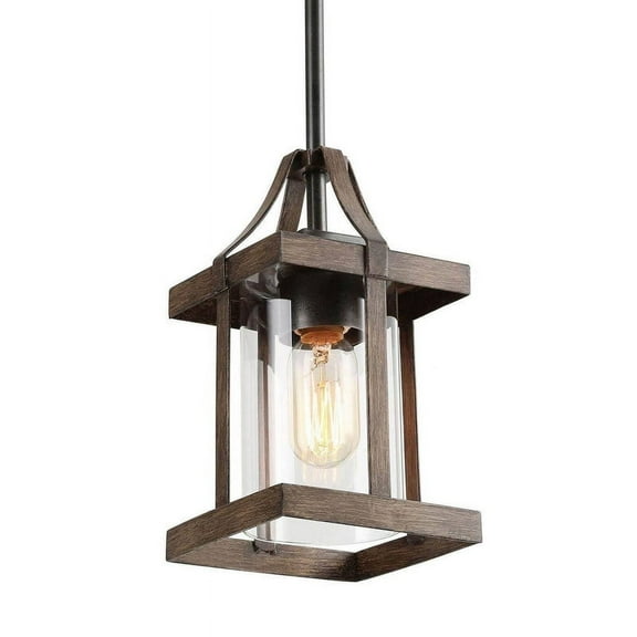 LNC Bronze Farmhouse Clear Glass Geometric Mini Kitchen Island Light