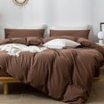 thumbnail image 1 of Juego de funda de edredón MooMee Bedding, 100% algodón lavado y lino, tamaño king, 1 of 6